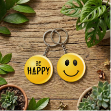 Keychain-Round-Happy Keychain-Round-Happy